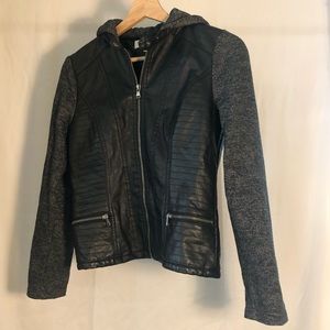 Charlotte Russe hooded faux leather jacket